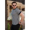Erkek Siyah Beyaz örme Pamuklu Kumaş Kısa Kollu T-shirt 160106 Erkek Siyah Beyaz örme Pamuklu Kumaş Kısa Kollu T-shirt 160106