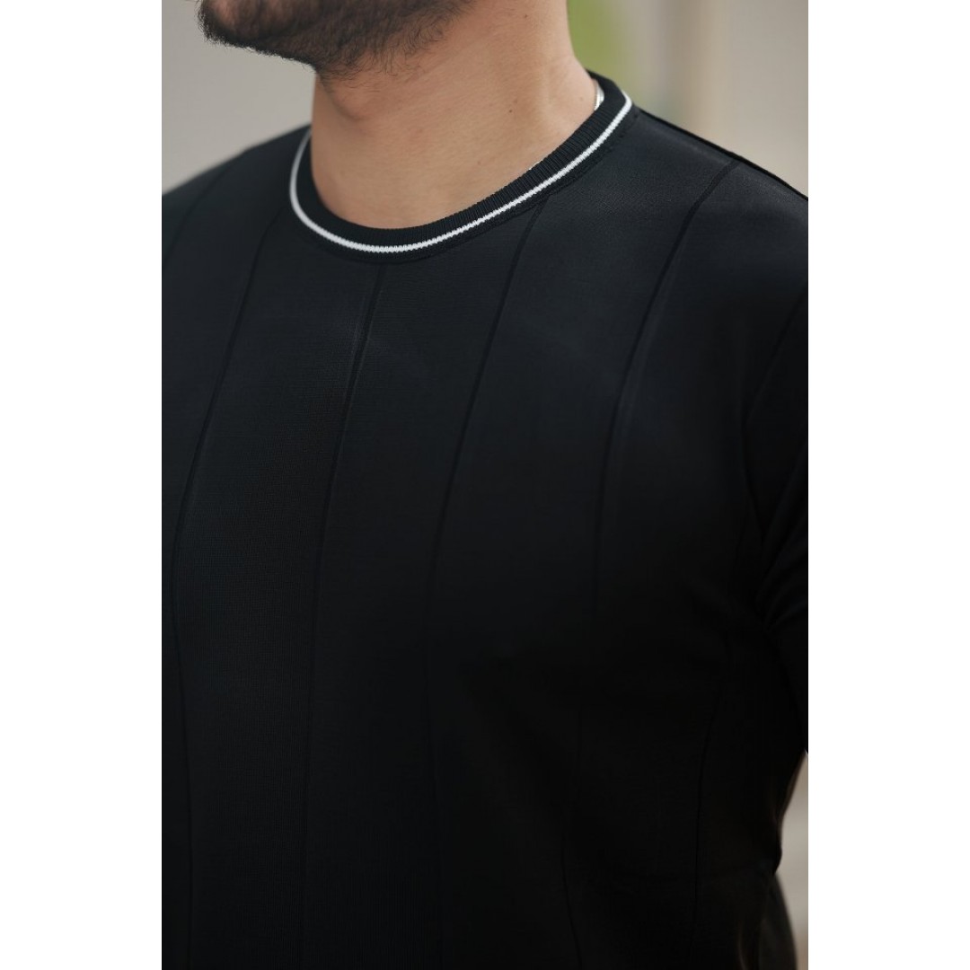 Erkek Bisiklet Yaka çizgi Desenli Ribanalı Kısa Kollu Tshirt - 159136 Erkek Bisiklet Yaka çizgi Desenli Ribanalı Kısa Kollu Tshirt - 159136