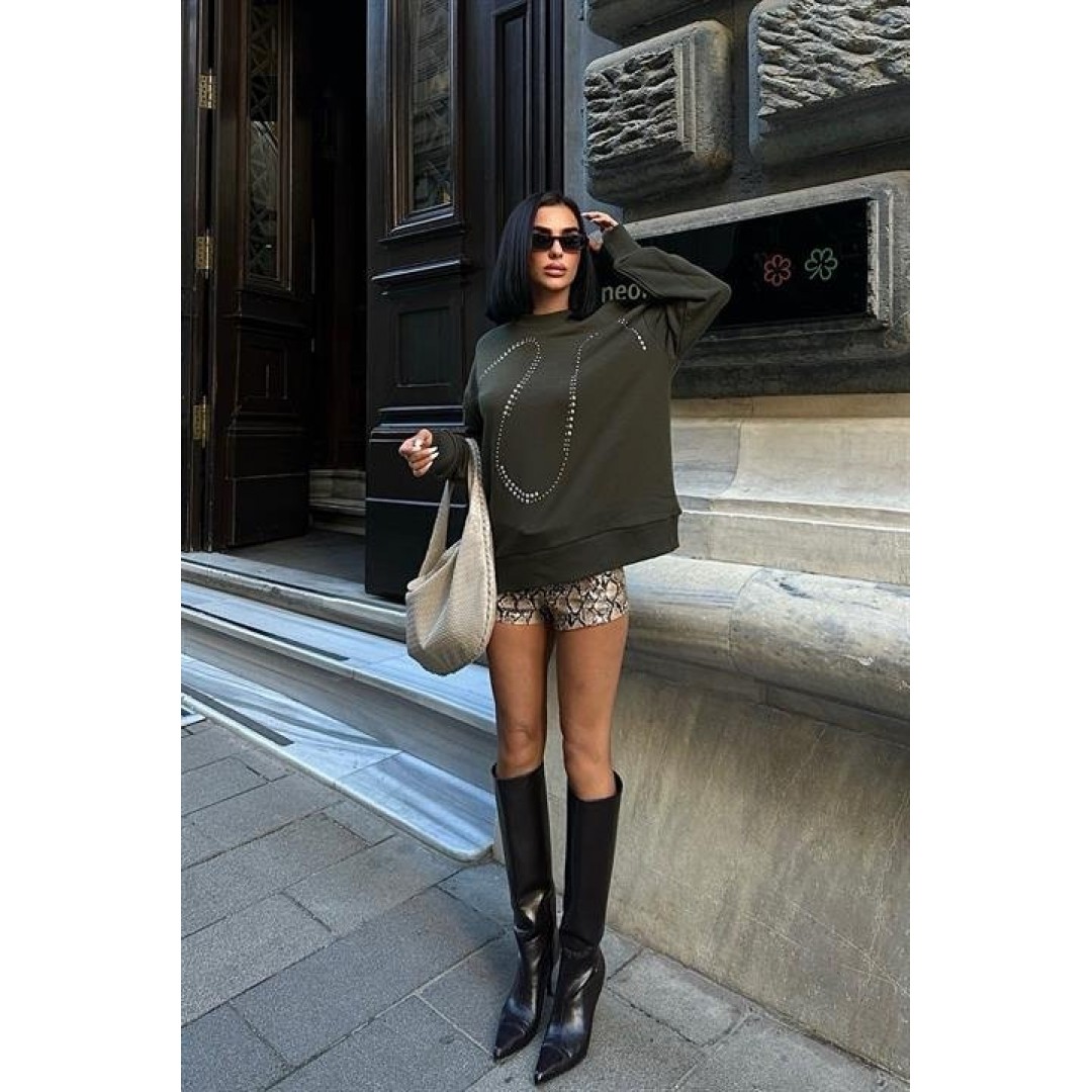 Gümüş Taşlı Sweatshirt 8052 158383 Gümüş Taşlı Sweatshirt 8052 158383