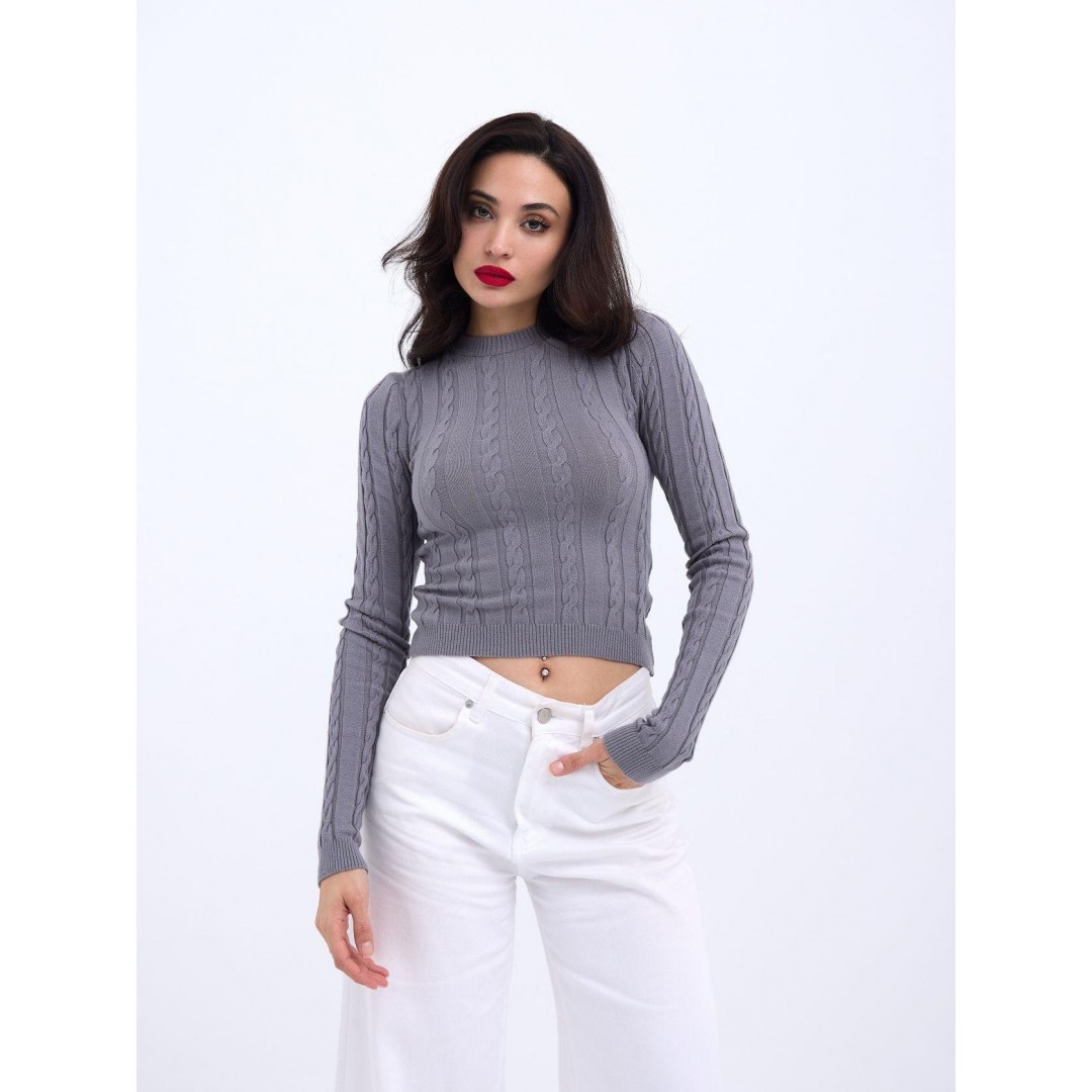 42491 TRİKO SAÇ ÖRGÜ CROP KAZAK-GRİ 143997 42491 TRİKO SAÇ ÖRGÜ CROP KAZAK-GRİ 143997