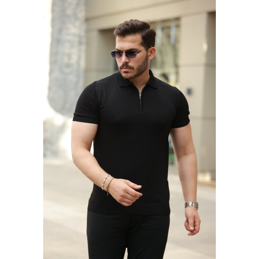 Erkek Fermuar Yakalı Kısa Kollu Tişört 163472 Erkek Fermuar Yakalı Kısa Kollu Tişört 163472