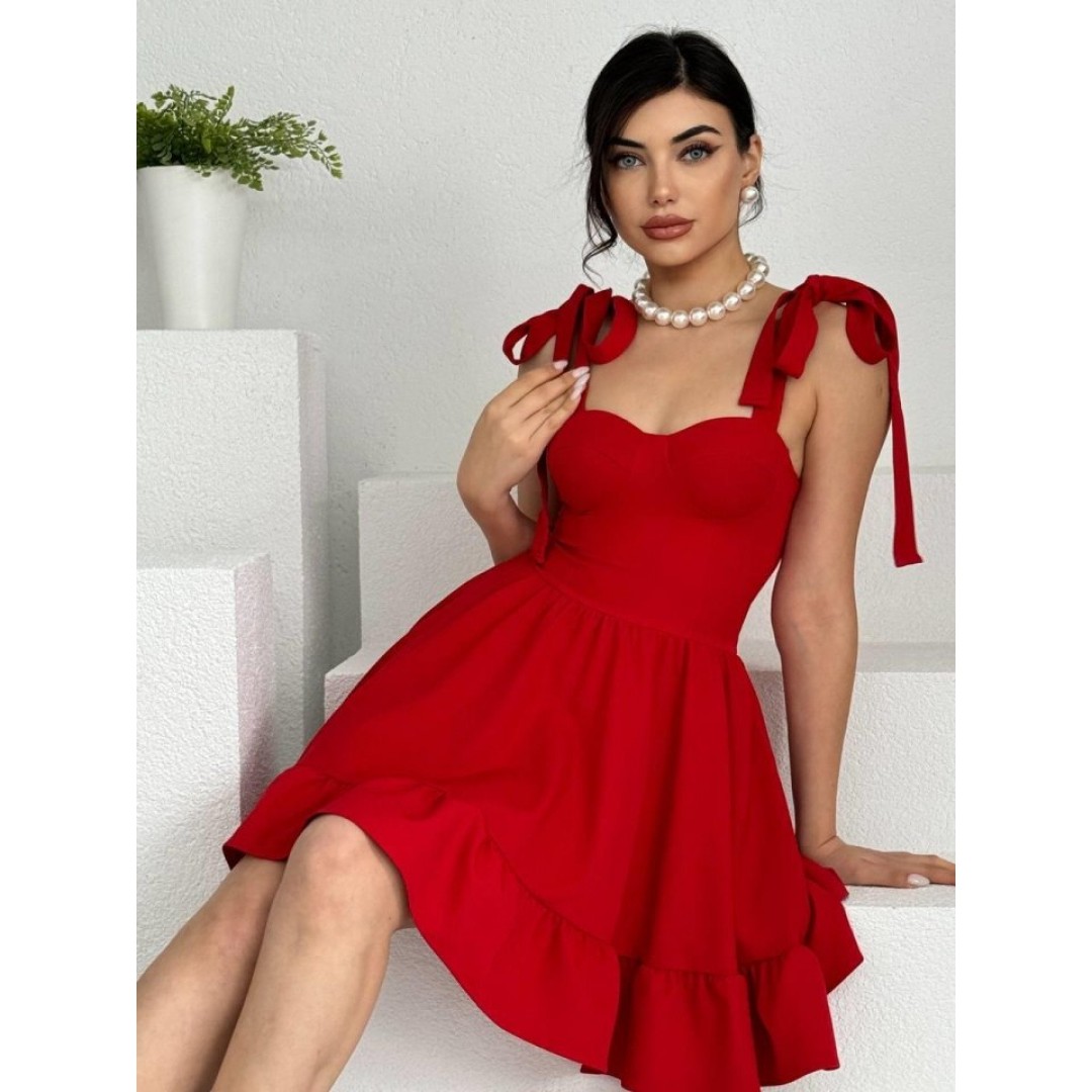 İP ASKILI BAĞLAMALI ATLAS ELBİSE - 159746 İP ASKILI BAĞLAMALI ATLAS ELBİSE - 159746