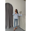 ÇİZGİLİ POPLİN GÖMLEK MANŞET İP DETAYLI - Mavi - 153632