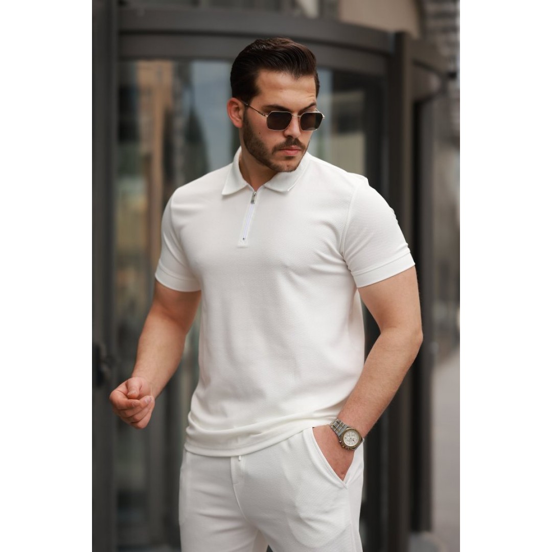 Erkek Yakalı Fermuarlı T-shirt Pantolon Ikili Rahat Takım 160463 Erkek Yakalı Fermuarlı T-shirt Pantolon Ikili Rahat Takım 160463