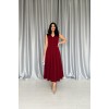 Bordo Önü Britli Pileli Elbise - 154626 Bordo Önü Britli Pileli Elbise - 154626