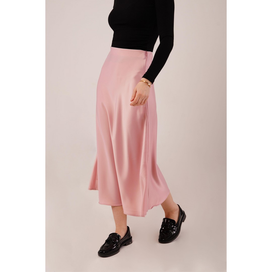 Çan Kesim Midi Pembe Saten Etek 147349 Çan Kesim Midi Pembe Saten Etek 147349