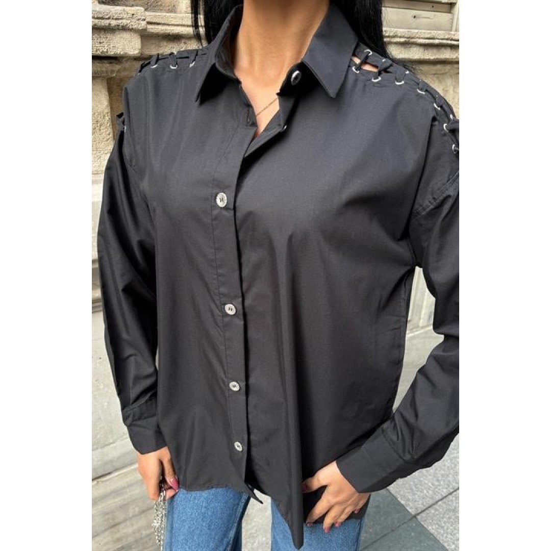 Kuşgözü Ve Biye Detaylı Poplin Gömlek 3419 158446 Kuşgözü Ve Biye Detaylı Poplin Gömlek 3419 158446