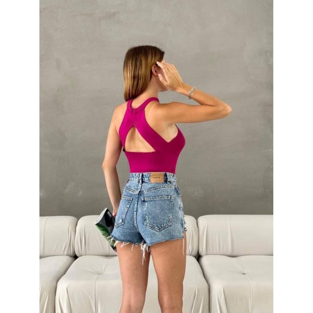 Kadın Sırt Dekolteli Triko Bluz - 153352 Kadın Sırt Dekolteli Triko Bluz - 153352