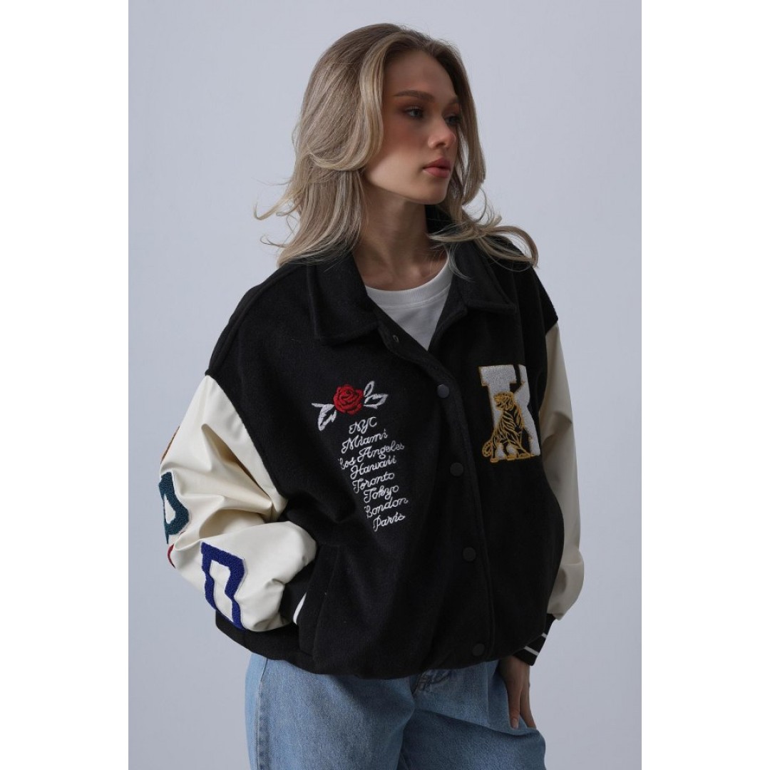 Kaşe Biker Ceket - Siyah 151411 Kaşe Biker Ceket - Siyah 151411