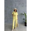 OMUZ MİDYE SIRALI BLUZ - PAÇA PENSLİ PANTOLON TAKIM - Sarı - 152488 OMUZ MİDYE SIRALI BLUZ - PAÇA PENSLİ PANTOLON TAKIM - Sarı - 152488