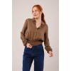 Bel Ve Bilek Lastikli Kahverengi Bluz 147333 Bel Ve Bilek Lastikli Kahverengi Bluz 147333