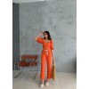 KETEN CROP KARPUZ KOL BLUZ-PANTOLON HASIR KEMERLİ - Orange 152495 KETEN CROP KARPUZ KOL BLUZ-PANTOLON HASIR KEMERLİ - Orange 152495