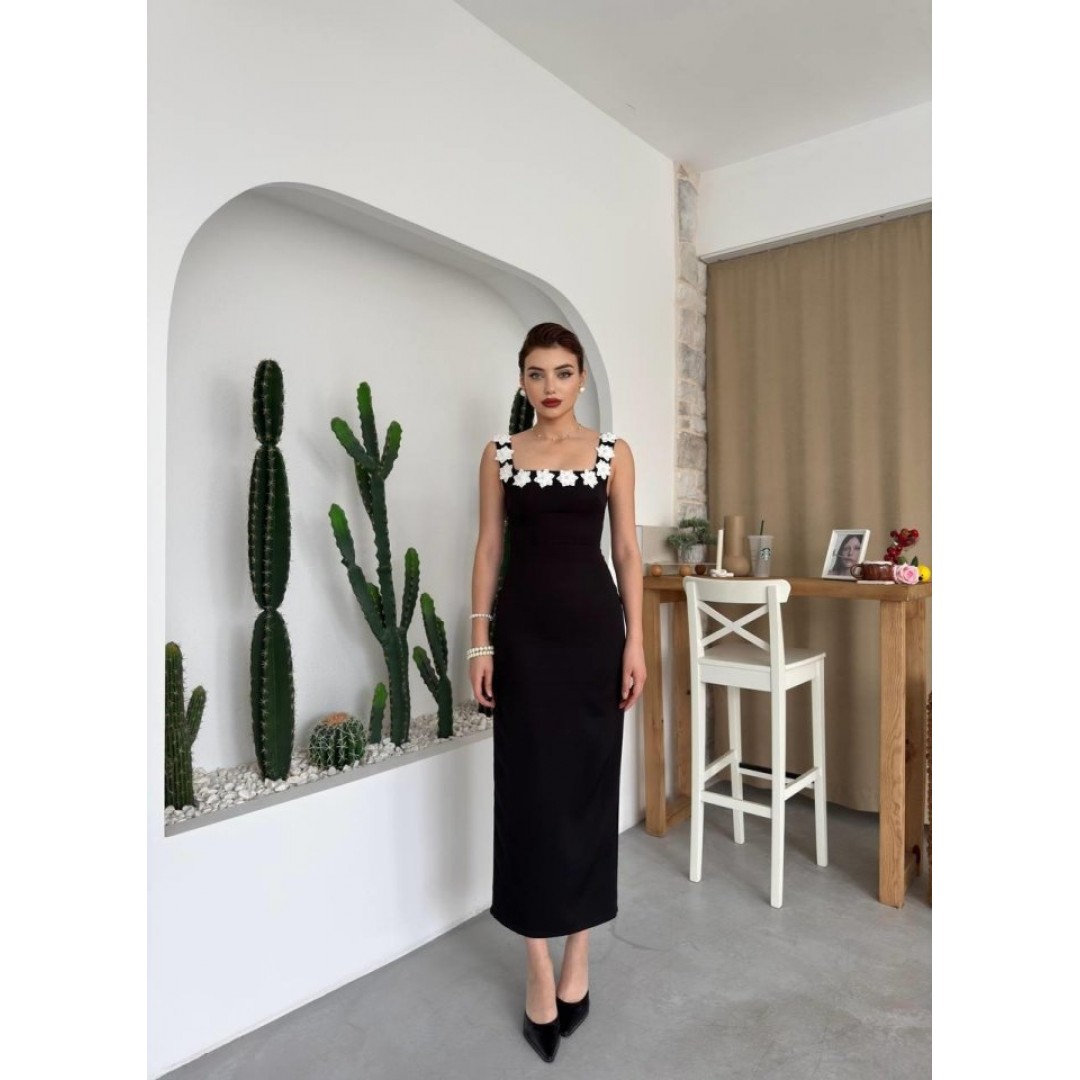 Mıng Çiçek Detaylı Elbise - 160493 Mıng Çiçek Detaylı Elbise - 160493