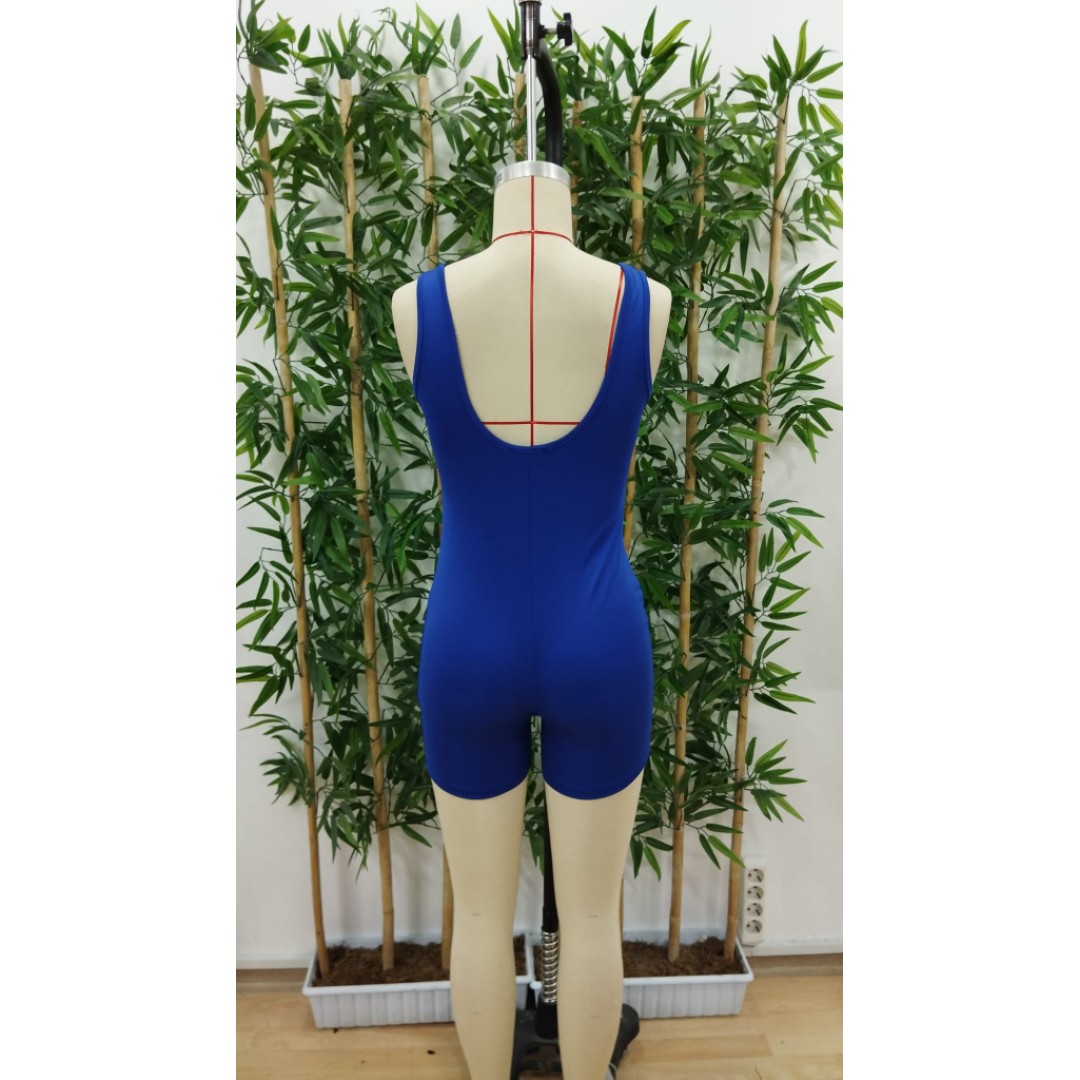 Kadın Kare Yaka Sırt Dekolte Detay Dalgıç Bodycon Mini Tulum 116255
