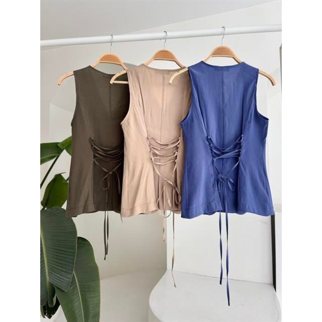 Arkası Bağcıklı Yelek Plazza Pantolon Modal Takım 10202-08 161622 Arkası Bağcıklı Yelek Plazza Pantolon Modal Takım 10202-08 161622