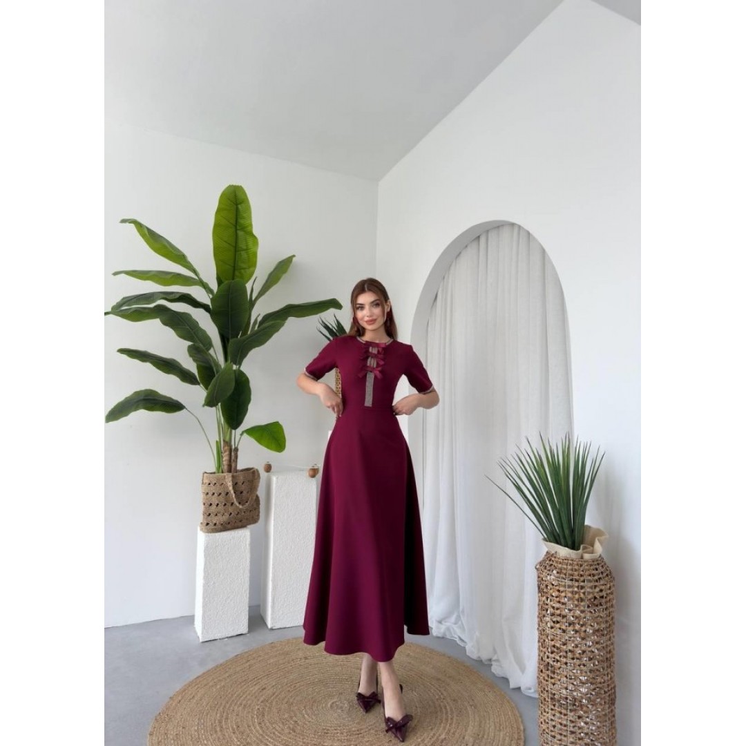 Wera Taşlı Fiyonk Detaylı Elbise 162265 Wera Taşlı Fiyonk Detaylı Elbise 162265