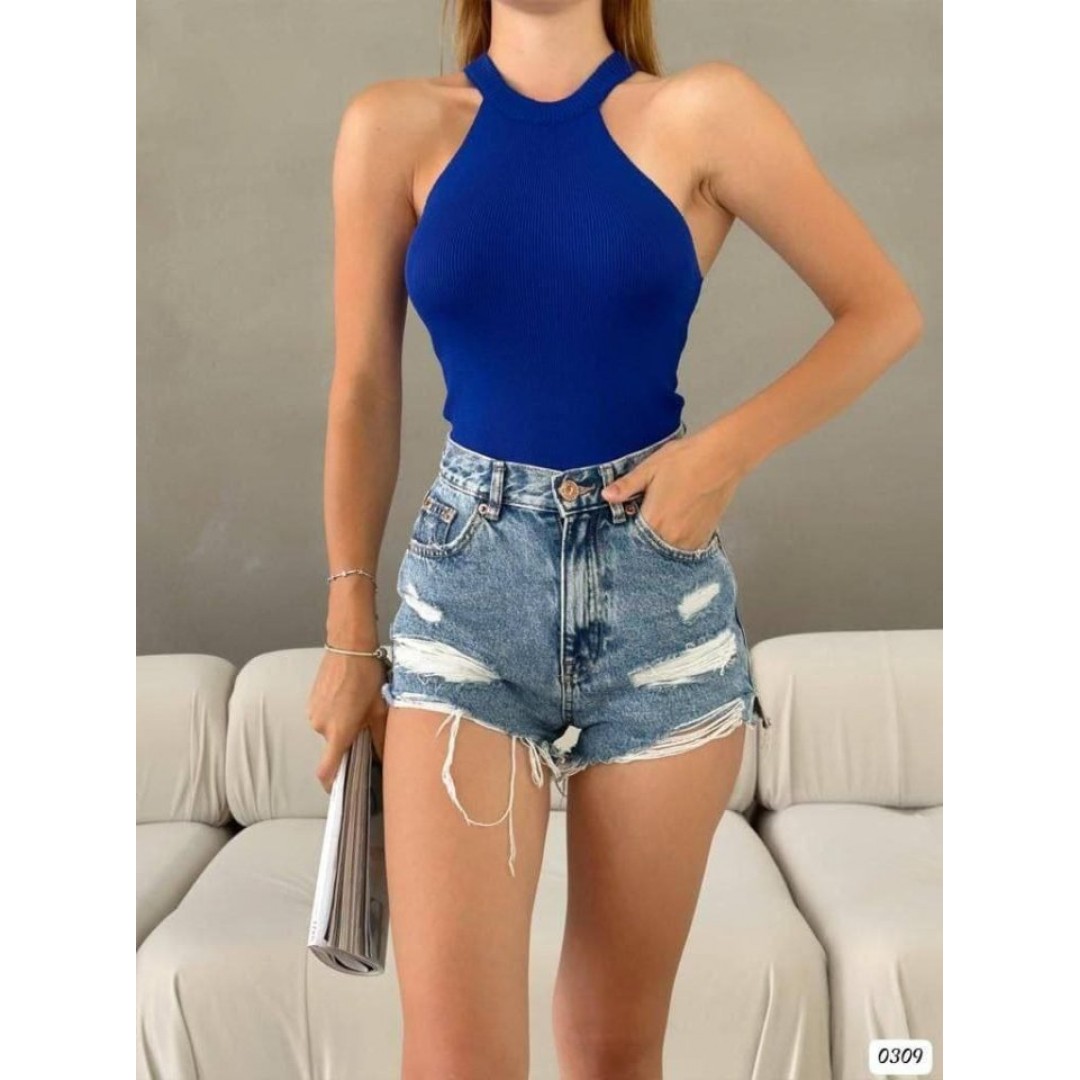 Kadın Sırt Dekolteli Triko Bluz - 153350 Kadın Sırt Dekolteli Triko Bluz - 153350