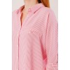 Cep Detay Çizgili Oversize Pembe Gömlek - 147355 Cep Detay Çizgili Oversize Pembe Gömlek - 147355