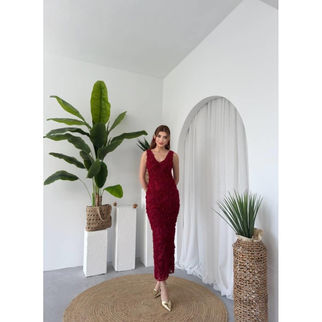 Kren Gül Detaylı Elbise - 162374 Kren Gül Detaylı Elbise - 162374