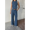TENCEL KOLSUZ GÖMLEK - PANTOLON TAKIM - İndigo 159984 TENCEL KOLSUZ GÖMLEK - PANTOLON TAKIM - İndigo 159984