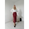 Bordo Yırtmaçlı Süs Patlı Etek 152797