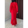 Kırmızı Önü Büzgülü Şifon Elbise - 152311 Kırmızı Önü Büzgülü Şifon Elbise - 152311