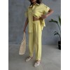 OMUZ MİDYE SIRALI BLUZ - PAÇA PENSLİ PANTOLON TAKIM - Sarı - 152488 OMUZ MİDYE SIRALI BLUZ - PAÇA PENSLİ PANTOLON TAKIM - Sarı - 152488