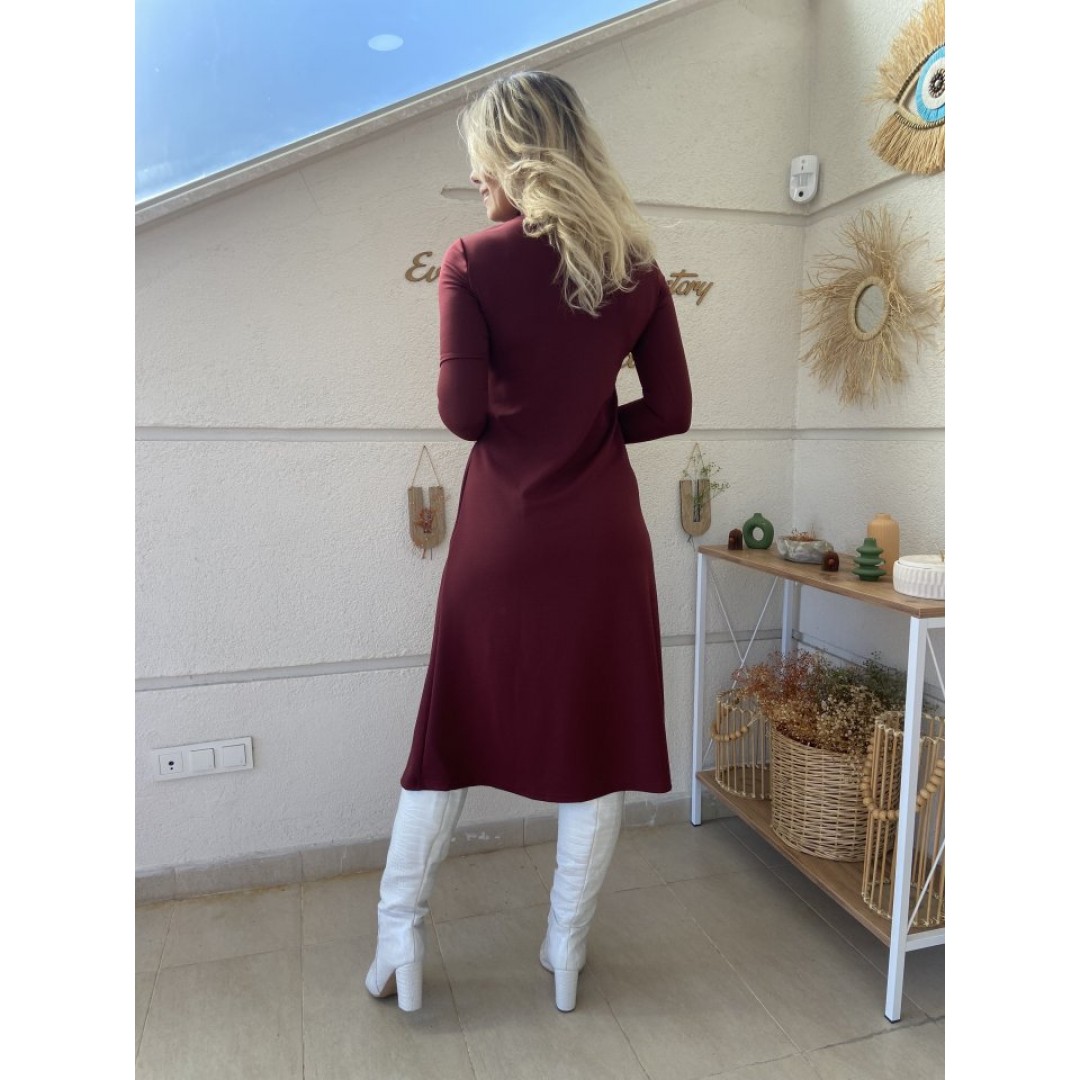 Kadın Uzun Kollu Balıkçı Yaka Derin Yırtmaç Detay Krep Elbise - 133188 Kadın Uzun Kollu Balıkçı Yaka Derin Yırtmaç Detay Krep Elbise - 133188