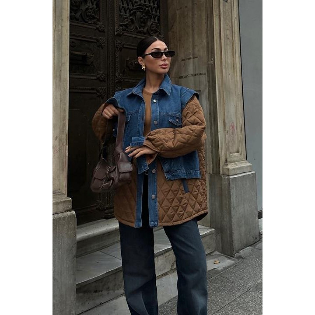 Denim Garnili Kapitone Ceket 7071 158407 Denim Garnili Kapitone Ceket 7071 158407