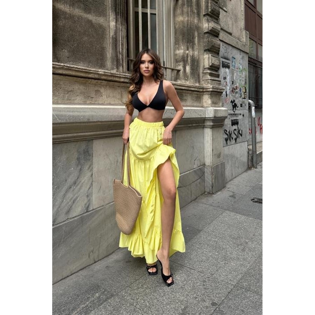 Audrey Fıfrlı Yırtmaç Detay Etek 4037 155230