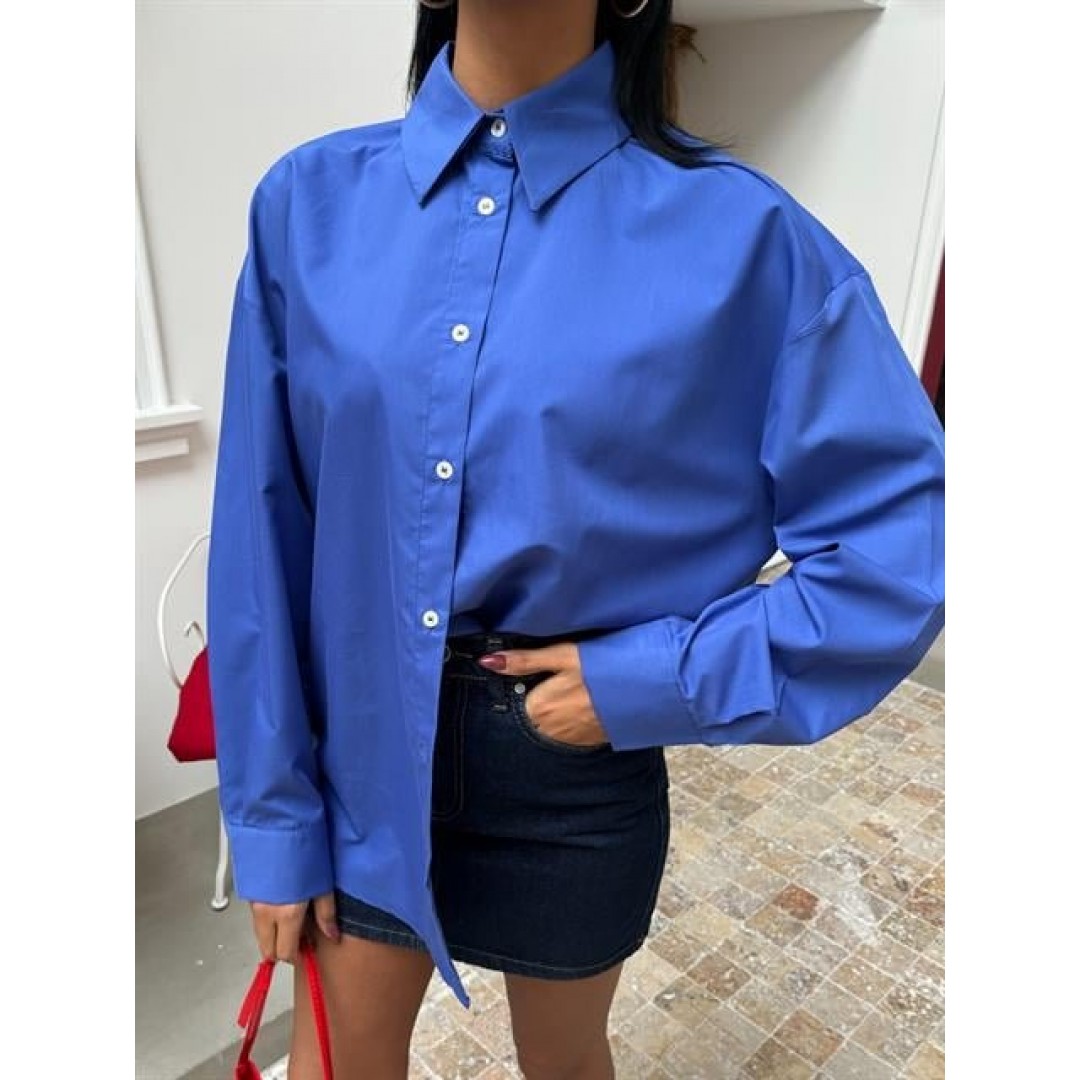 Klasik Oversize Poplin Gömlek 3421 158447