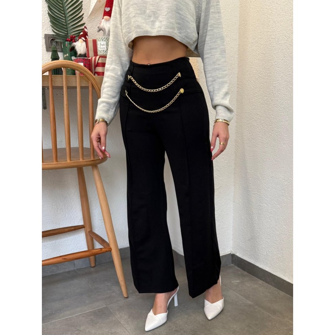 Kadın Beli Zincir Detay Ithal Krep Pantolon - 135591 Kadın Beli Zincir Detay Ithal Krep Pantolon - 135591