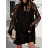 Kadın Uzun Kollu Tül Detay Sandy Mini Boy Elbise - 76024 Kadın Uzun Kollu Tül Detay Sandy Mini Boy Elbise - 76024