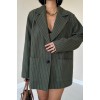 Haki Çizgili Oversize Ceket 153642 Haki Çizgili Oversize Ceket 153642