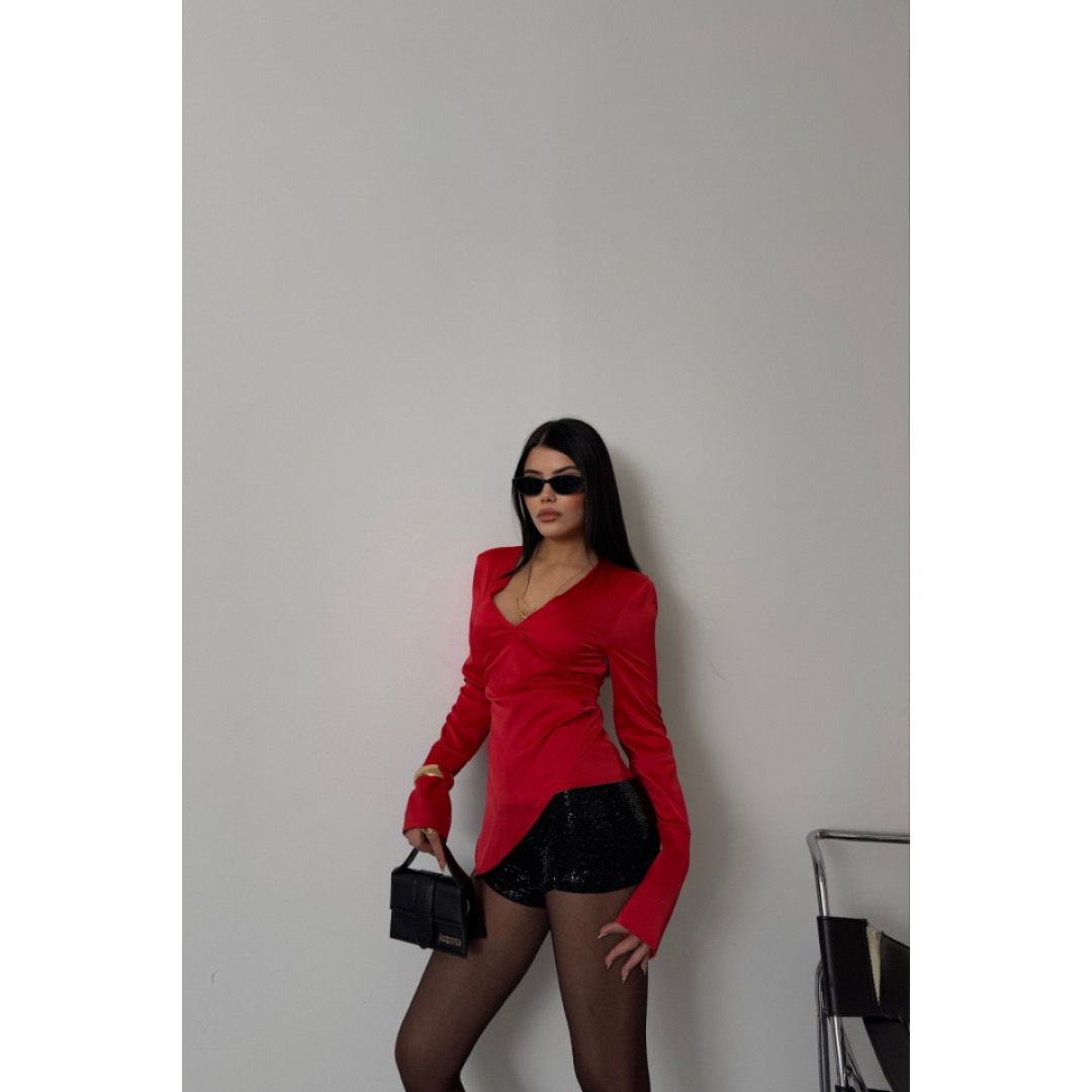 SATEN ANVELOP BLUZ MANŞET KOL - Kırmızı 153615 SATEN ANVELOP BLUZ MANŞET KOL - Kırmızı 153615