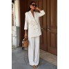 Blazer Ceketli Çizgili Keten Takım 10186 159435