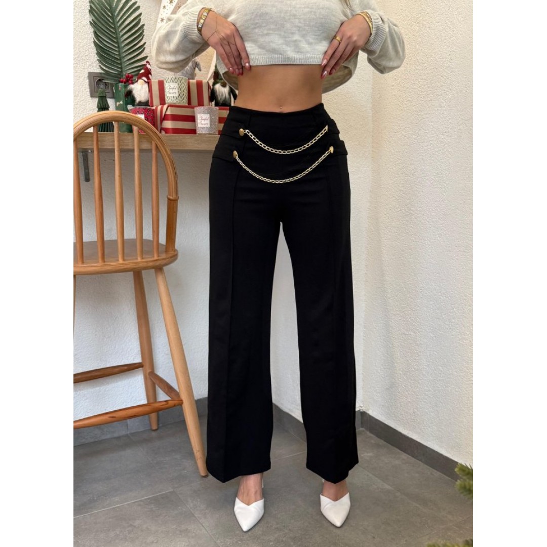 Kadın Beli Zincir Detay Ithal Krep Pantolon - 135591 Kadın Beli Zincir Detay Ithal Krep Pantolon - 135591