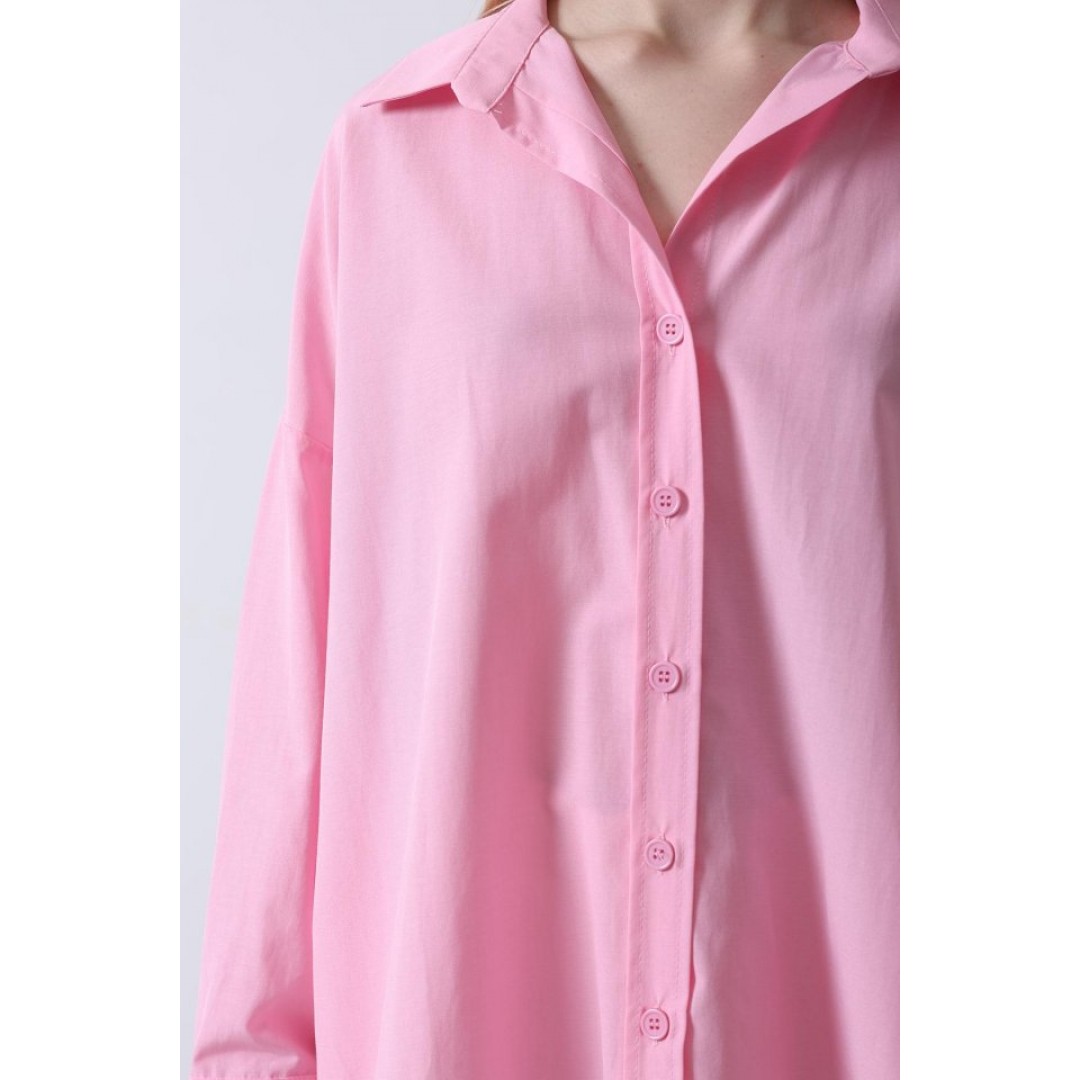 Geniş Manşet Detaylı Gömlek - Şeker Pembe - 151393 Geniş Manşet Detaylı Gömlek - Şeker Pembe - 151393