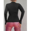Kadın Siyah Polo Yaka Parmak Detay Triko Bluz 2047 132289 Kadın Siyah Polo Yaka Parmak Detay Triko Bluz 2047 132289