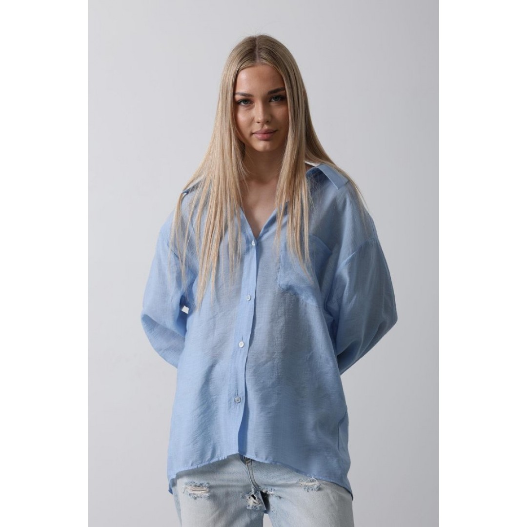 Cepli Oversize Gömlek - Koyu Mavi - 151457