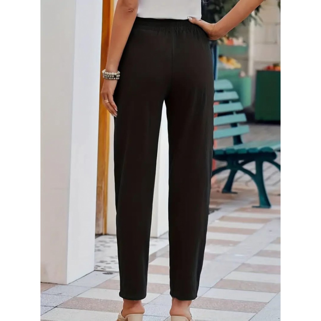Kadın Beli Lastikli Keten Pantolon - 160143 Kadın Beli Lastikli Keten Pantolon - 160143