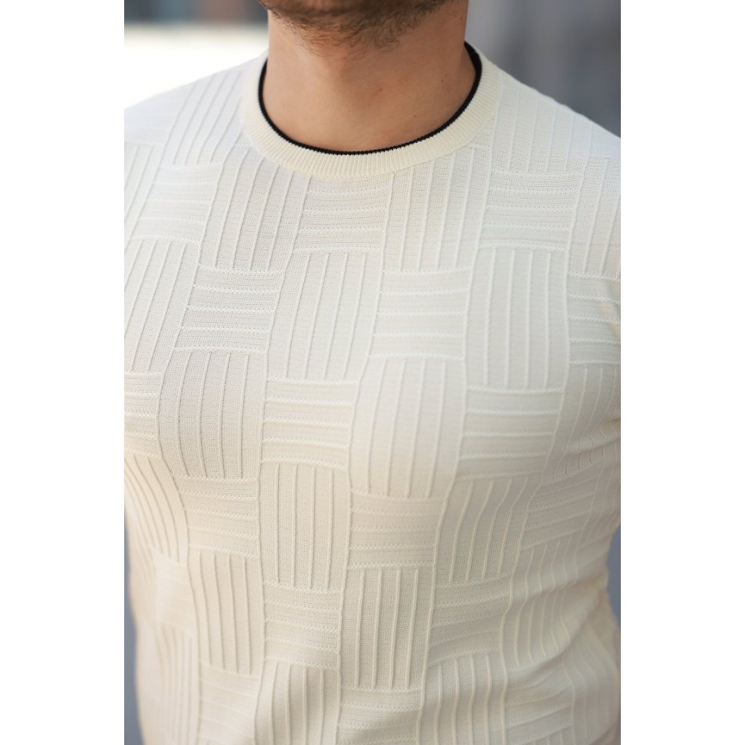 Erkek Jakarlı Ribanalı Kısa Kollu T-shirt - 159915 Erkek Jakarlı Ribanalı Kısa Kollu T-shirt - 159915