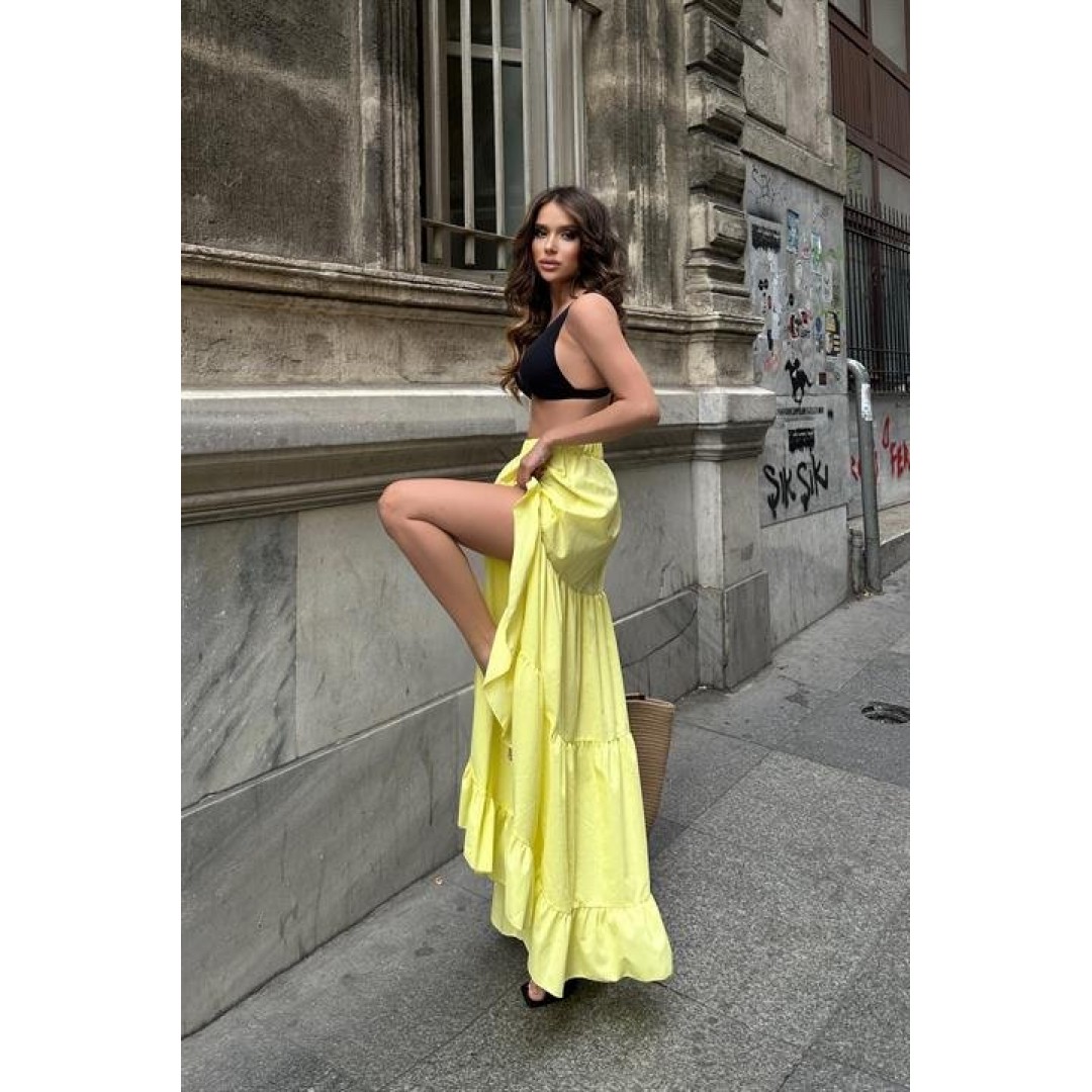 Audrey Fıfrlı Yırtmaç Detay Etek 4037 155230
