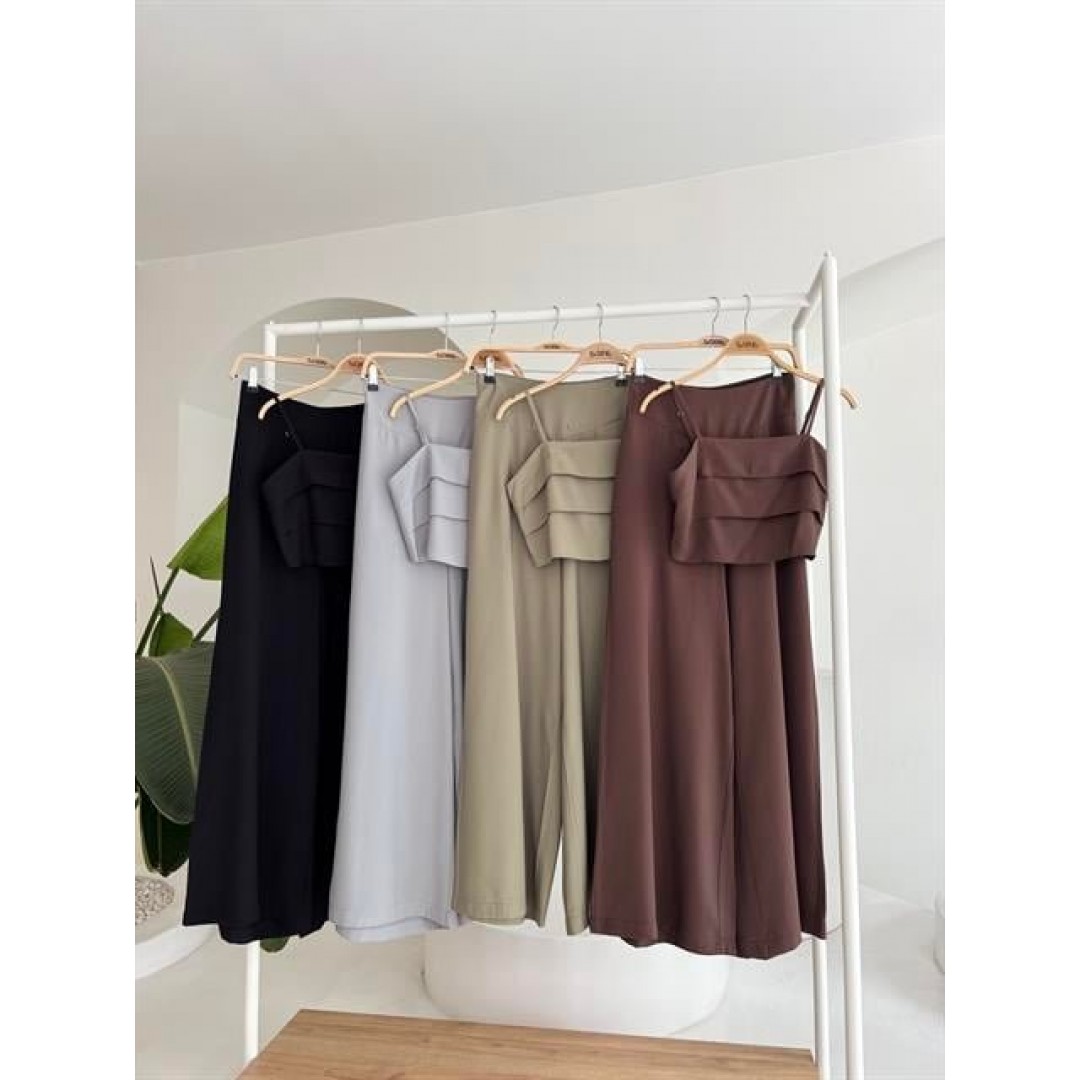 Crop Plazzo Pantolon Takım 10155-08 159246 Crop Plazzo Pantolon Takım 10155-08 159246