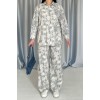 Gri Leopar Desenli Ceket Ve Pantolon Keten Takım 149011 Gri Leopar Desenli Ceket Ve Pantolon Keten Takım 149011
