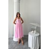 Pembe Boyundan Bağlamalı Keten Elbise - 160728 Pembe Boyundan Bağlamalı Keten Elbise - 160728