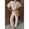 ÇİZGİLİ CROP GÖMLEK - SALAŞ PANTOLON TAKIM MODAL - Bej 159503