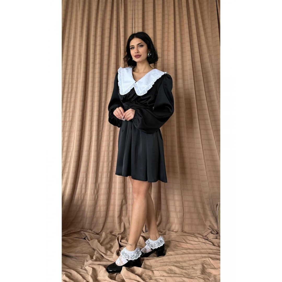 Siyah Bebe Yakalı Elbise 153068