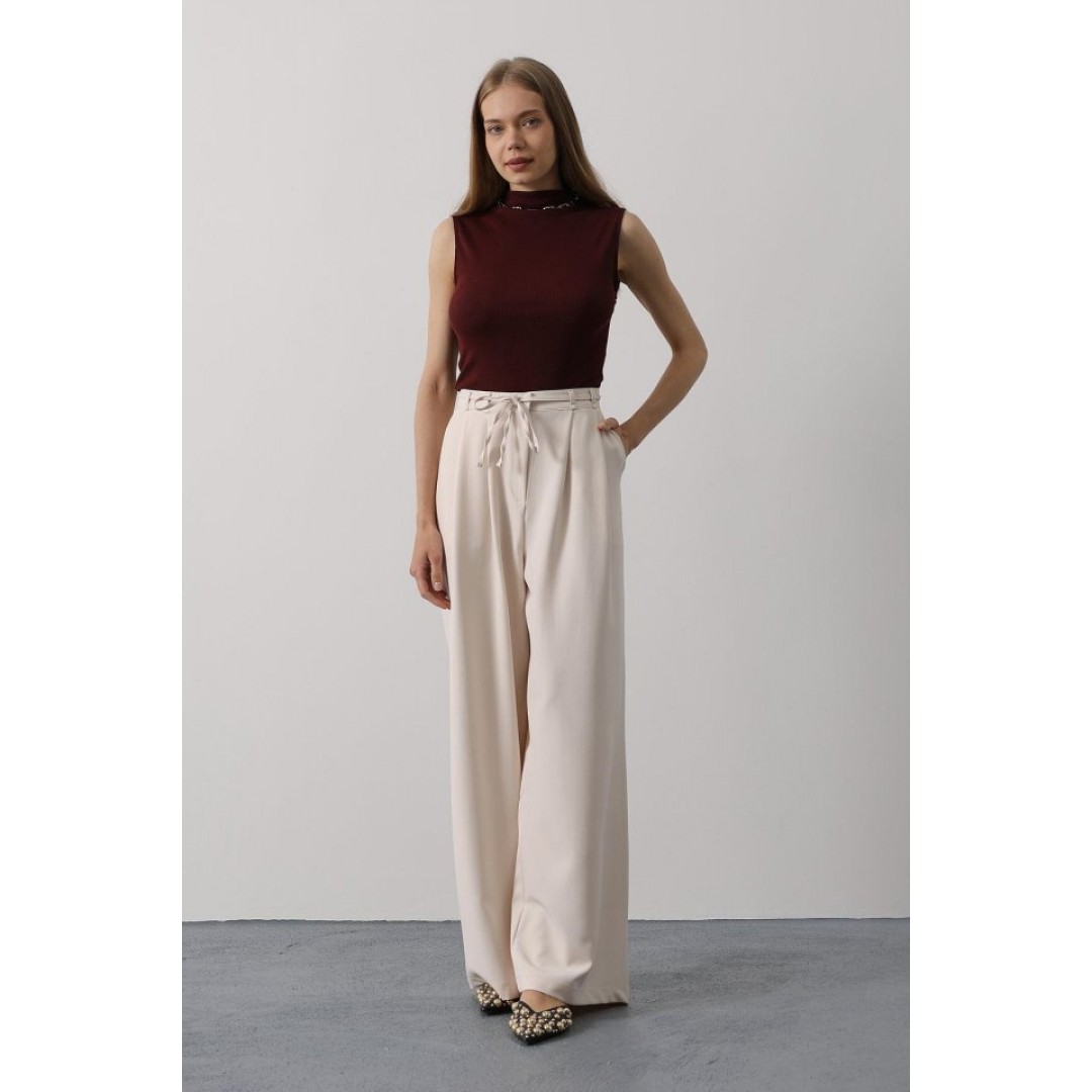 Pileli Bağcıklı Oversize Pantolon - Bej 162827 Pileli Bağcıklı Oversize Pantolon - Bej 162827