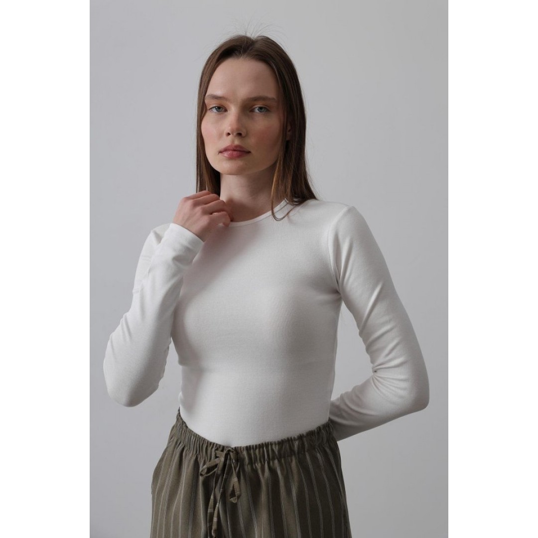 Uzun Kol Crop Top - Ekru 154053 Uzun Kol Crop Top - Ekru 154053